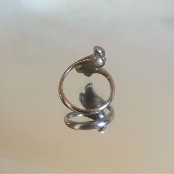 Vintage Turquoise Coral Stone Swirl Statement Ring - Picture 4 of 5